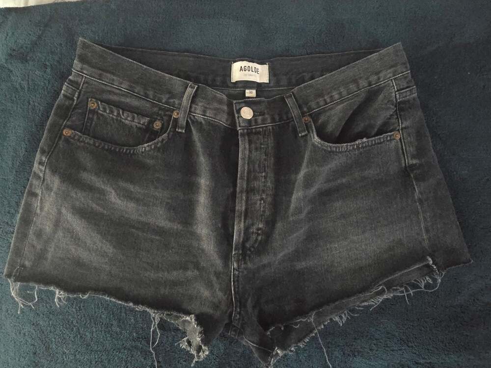 AGOLDE Parker Vintage Cut Off Denim Shorts Black Size 30